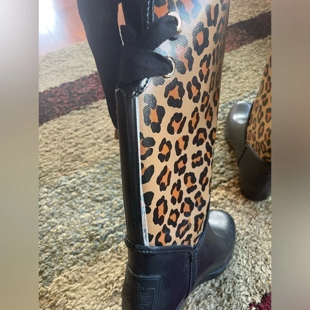Authentic Coach Leopard Signature Outline “Tristee” Rain Boots - Picture 8 of 11